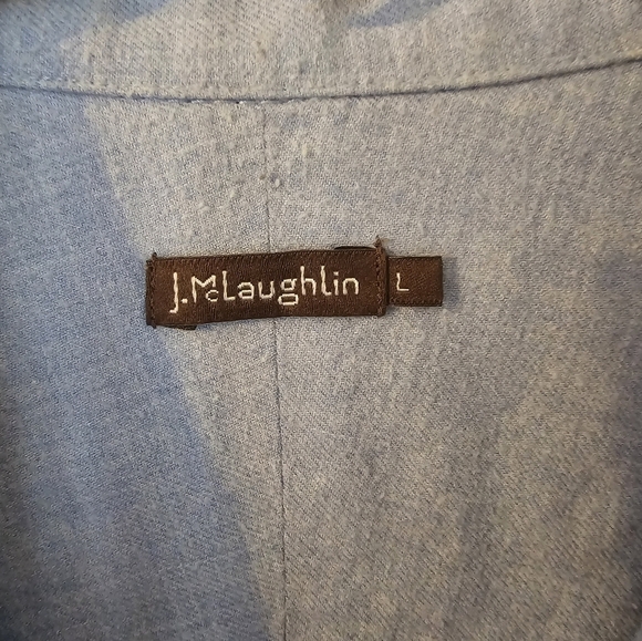 J McLaughlin Shirt Mens Blue Solid Button Up Regular Fit Casual Size L - Picture 2 of 5